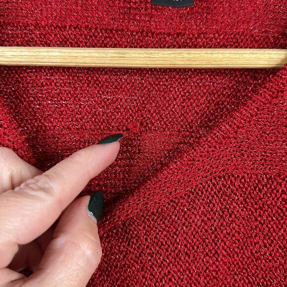 INC Red Metallic Sparkle Knit 3/4 Sleeve Sweater Pullover Sweatshirt Top Size XS - Picture 11 of 13
